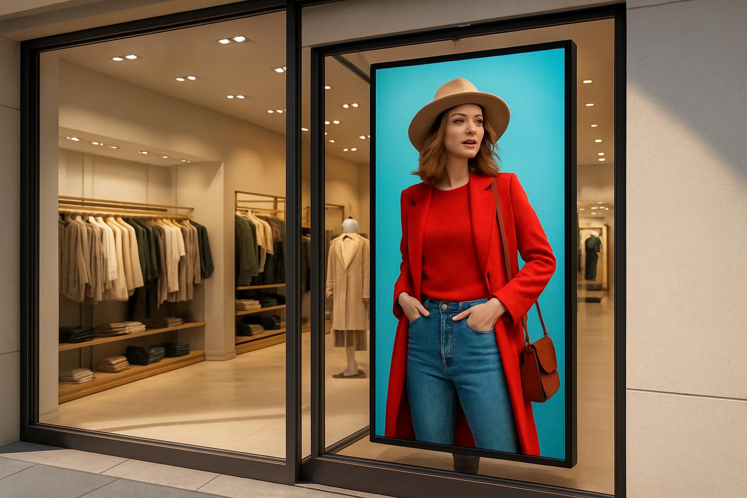 Digital Signage im Schaufenster eines Einzelhandelsgeschäfts