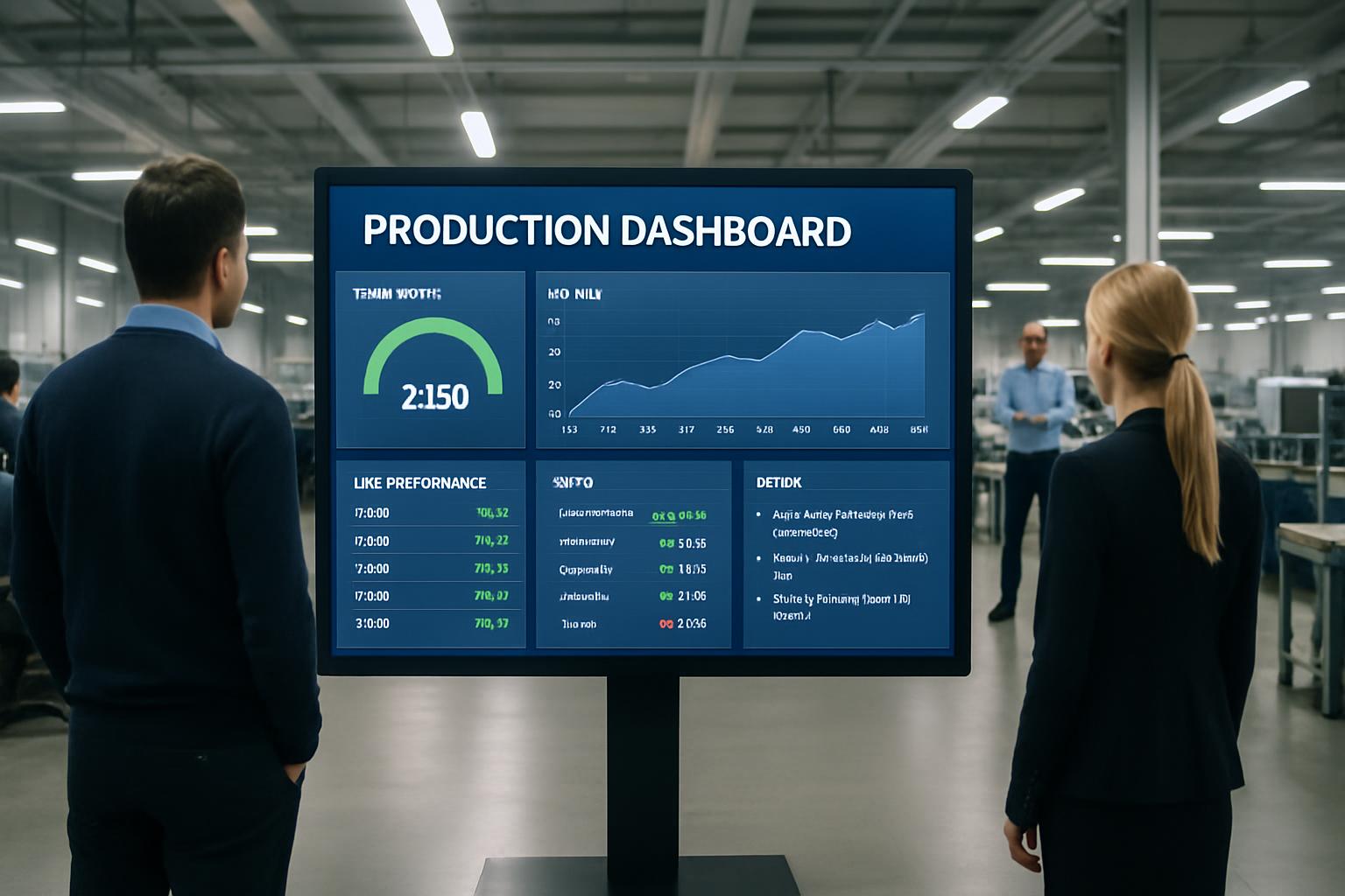 Digital Signage Dashboard in einer Produktionshalle